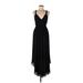 Theyskens' Theory Cocktail Dress - Formal V-Neck Sleeveless: Black Print Dresses - Women's Size Large