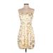 Aidan Mattox Casual Dress - Mini Open Neckline Sleeveless: Gold Leopard Print Dresses - Women's Size 4
