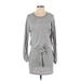 Splendid Casual Dress - Mini Scoop Neck Long sleeves: Gray Marled Dresses - Women's Size X-Small