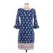 Lilly Pulitzer Casual Dress - Mini Scoop Neck 3/4 sleeves: Blue Dresses - Women's Size X-Small