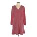 Ann Taylor LOFT Casual Dress - Mini V-Neck 3/4 sleeves: Red Dresses - Women's Size 12