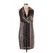 Eva Franco Casual Dress - Sheath Plunge Sleeveless: Brown Aztec or Tribal Print Dresses - New - Women's Size 10