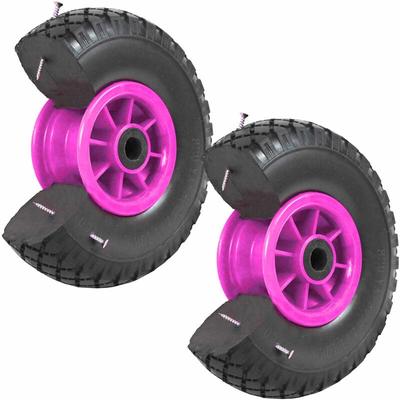 2x Sackkarrenrad Vollgummi 260x85 mm 3.00-4 pu Sackkarre Ersatzrad Rad Reifen 75mm Achsenlager pink Image