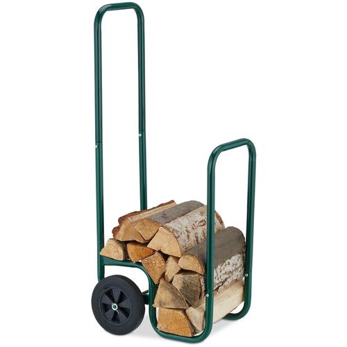 Relaxdays - Kaminholzwagen, 2 Gummireifen, Holzwagen bis 60 kg, für gängige Holzscheite,