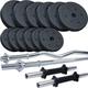 ScSPORTS® Hantelset - 45 kg, Verstellbar, 2 Kurzhanteln, Langhantelstange, SZ Stange, 5 kg, 2,5 kg