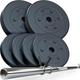 ScSPORTS® Hantelset - 20 kg Gewichte (2x5kg/4x2,5kg), 30mm, Langhantelstange 140cm, Kunststoff,