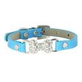 mignon chat traction corde cristal diamant os pet collier marée marque pu chat ceinture collier de chien