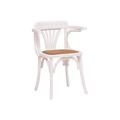 Biscottini Stuhl mit Armlehnen, 76 x 42 x 43 cm, Esszimmerstühle aus Holz, antikes weißes Finish, Küchenstuhl aus Rattan, Media