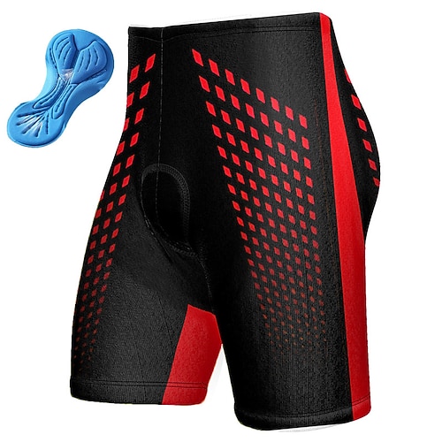 Herren Grafik Geometrisch Fahrradhose Fahhrad Gepolsterte Shorts / Chamois Unterteile Mountainbike MTB Straßenradsport Sport 3D-Polster Radfahren Schnelltrocknend Feuchtigkeitsableitend Gelb Rot Image
