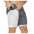 Men's Running Shorts Gym Shorts 2 in 1 with Phone Pocket Bottoms Sports Outdoor Athletic Breathable Quick Dry Moisture Wicking Yoga Fitness Gym Workout Slim Fit Sportswear Activewear Solid Colored