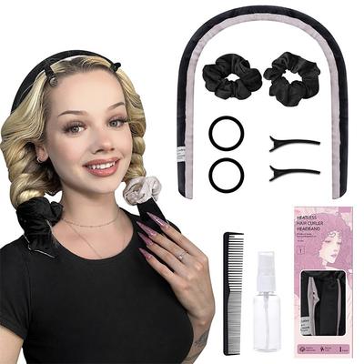 Curler,Heatless Curling Rod Headband,No Heat Curling Headband,Hair Curlers to Sleep In,Heatless Curls Headband,Soft Velour Hair rollers for Long Hair and Medium(Black and White)