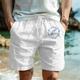 Men's Shorts Summer Shorts Beach Shorts Drawstring Elastic Waist Print Animal Ocean Comfort Breathable Short Outdoor Holiday Going out Cotton Blend Hawaiian Casual Black-White White Blue