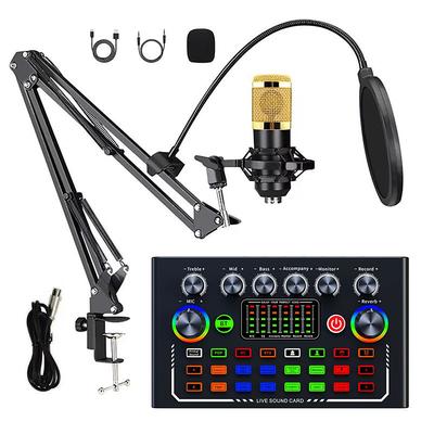 F009 Audio Mixer Live Sound Card and Audio Interface with DJ Mixer Effects and Voice Changer Podcast Production Studio Equipment