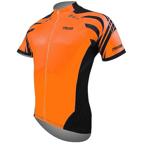 21Grams Herren Kurzarm Fahrradtrikot Sommer Polyester Grün Orange Rot Fahhrad Trikot / Radtrikot Oberteile Bergradfahren Straßenradfahren Atmungsaktiv UV-resistant Rasche Trocknung Sport Bekleidung Image