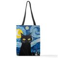 Women's Tote Shoulder Bag Canvas Tote Bag Polyester Shopping Daily Travel Print Large Capacity Foldable Lightweight Cat Sky / Galaxy Navy Blue Royal Blue Blue