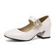 Women's Sandals Mary Jane Wedding Party Block Heel Round Toe Elegant Vintage Patent Leather Buckle Wine Black White