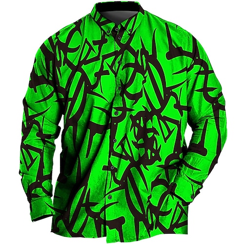 Herren Übergröße Hemd Groß und hoch Abstrakt Umlegekragen Knöpfe Langarm Frühling Sommer Sport Mode Streetwear Designer Outdoor Urlaub Oberteile Image