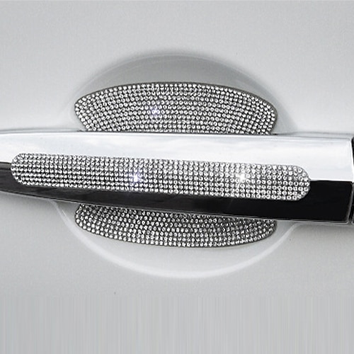 Starfire 1/2/4 Stück Strass-Aufkleber für Autotürgriffe – glitzerndes Autozubehör, Kristall-Glitzer-Türgriff-Schutzaufkleber und Abziehbilder, kratzfeste, reflektierende Autoaufkleber für Damen Image