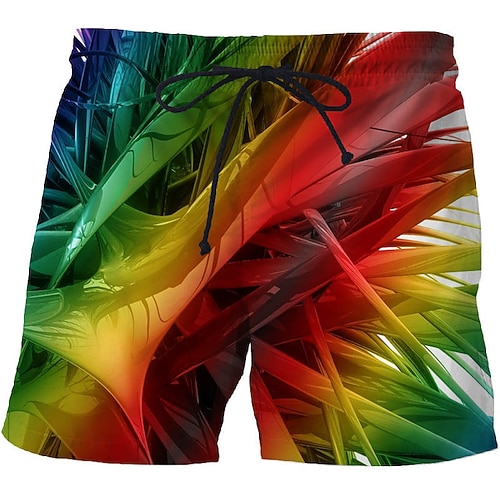 Herren Grafik Optische Täuschung Abstrakt Badehosen Badeshorts Boardshorts Mittlere Taille Mode Hawaiianisch Boho Lässig Täglich Ferien Kordelzug Elastischer Bund 3D-Druck Designer Bekleidung Image