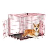 YRLLENSDAN 36inch Dog Crate Dog Kennel Indoor Metal Dog Crate with Divider & Double-Door Dog Kennels Foldable Dog Crate Wire Dog Crate Cages for Dogs Indoor Pink