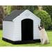 CL.HPAHKL Plastic Dog House Outdoor Indoor Durable Doghouse for Small Medium Dogs Waterproof Puppy Shelter Insulated Dog Houses with Elevated Floor and Air Vents(Grey 34inch)