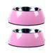 Pet stainless steel dog bowl food bowl double layer melamine cat bowl pet bowl - pink