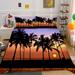 Coconut Tree Printed Duvet Cover Set with Pillowcase Home Textiles Vintage Bedding Cover Set King (90 x104 )