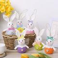 Easter Hanging Cute Bunny Party Supplies With Lights Can Glow Spring Plush Doll Festive Home Decoration Supplies 6PCS