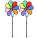 AntiGuyue 2Pcs Flower Wind Spinners Outdoor Colorful Windmill Lawn Rainbow Pinwheel for Yard Garden