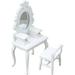 Cosplay Accessories 2 Pcs Vintage Dresser Stool Make up Doll House Vanity Table Furniture White Child