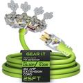 GearIT 30-Amp / 5-20R x4-Outlets Adapter Cord (25-Feet) 4-Prong 30A Generator Extension Cord to 4x Household 125/250V (NEMA 14-30P to four 5-20R) STW 10AWG/4 Heavy Duty Twist Lock - 25ft