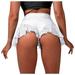 Womens Soft Shorts Bikini Mini Ruffled Lace High Waist Dance Pants Tight Pants Running Gym Stretch Fashion Short Basic Dailywear Casual Summer Clothes Golf Comfy Short