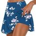 nerohusy Hawaiian Print Skorts for Women 2024 Womens Tennis Skirt Tummy Control Skorts Skirts High Waisted Built in Shorts Workout Golf Skort with Pockets Blue L