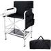 WAGEE Tall Directors Chair Foldable Makeup Artist Chair Wide Body Seat Height 31 inches Supports 400lbs Tall Folding Camping Chairs with Side Table Storage Bag Cup Holder Footrest Black