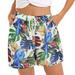 Causal Shorts for Women Beach High Waist Loose Floral Print 2 Pockets Cotton Lightweight Fashion Stretch Short Summer Running Elastic-Waist Soft Golf Shorts