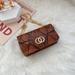 Trendy bag women s new fashion snakeskin pattern small square bag wild style women s shoulder bag mobile phone coin purse brown