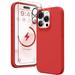 Silicone Case Designed for Apple iPhone 15 Pro Max Liquid Silicone Case 3 in 1 Bundle Phone Case with Clear Tempered Glass and Camera Lens Shockproof Case for Apple iPhone 15 Pro Max Red