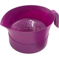 Colander Grease Strainer With Handle And Container Catch Bowl With Lid 3 Piece Strain Set | Strains Ground Bacon & Pasta | Safe Kitchen Gadget BPA Free | Made In The (Purple)