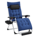 Yaheetech Outdoor 26in Padded Zero Gravity Chair with Cotton-padded Mattress Navy Blue