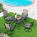 5 Pieces Patio Dining Set Outdoor Furniture Set with 37 Square Wood-Like Table and 4 Padded Textilene Fabric Swivel High Back Chairs for Garden Poolside Backyard Porch