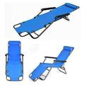 Outdoor Folding Reclining Beach Sun Patio Chaise Lounge Chair Pool Lawn Lounger (Blue-)
