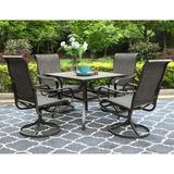 Perfect VILLA Outdoor Dining Set for 4 5 PCS Patio Dining Table & Chair Set Clearance with 4 Swivel Dining Chairs & 1 Square 37 x 37 Umbrella Dining Table(1.57 Hole