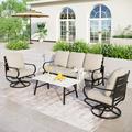 5/7/9-Seat Patio Conversation Set Outdoor Sofa Set with Single Sofa Chairs 3-Seater Sofa Ottoman and Coffee Table 4-Piece - Set 2-Swivel Chairs