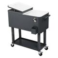 SYTHERS Portable 80-Quart Outdoor Cooler Cart with Dual-Sided Lid BBQ Cart with Bottle Opener Dark Grey