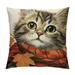 Nawypu Fall Cat Pillow Decorative Throw Pillows Outdoor Maple Leaf Pillow Covers Autumn Pillow Case Farmhouse Cushion Covers Decor for Bedroom Couch Sofa Lumbar