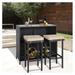 Bomrokson 3-Piece Patio Bar Set - Two Stools with Beige Cushions and One Table with a Glass Top All-Weather Outdoor Brown Wicker Furniture Set for Porches Gardens or Poolside