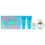 Versace Dylan Turquoise Pour Femme by Versace for Women - 4 Pc Gift Set 3.4oz EDT Spray 3.4oz Perfumed Body Gel 3.4oz Bath and Shower Gel 5ml EDT Rollerball Mini