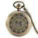 Vintage Style Hollow Flowers Quartz Necklace Pocket Watch Men Women Gifts