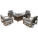 Aluminum Patio Furniture Set 5 Pieces Outdoor Sectional Conversation Set with 41.34 Fire Pit Table 4 Padded Cushion Swivel Chair All-Weather Modern Seating Set for Backyard - 4 Swivel