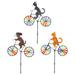 PULLIMORE 3 Pack Funny Animal On Bike Bicycle Windmill 3D Cat Dog Wind Spinner Home Garden Yard Decoration (3 Colors)